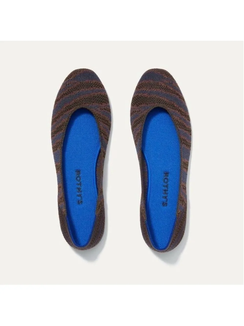 Rothy’s Sapphire Zebra Square Toe Ballet Flat Animal Print Shoes 8.5